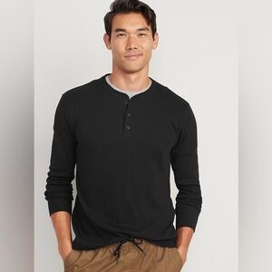 Old Navy Soft-Washed Long Sleeve Henley Shirt Black Men’s Size Large